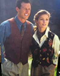 8497 EZ VOGUE VESTS, WIDE TIE,  ASCOT UNISEX PATTERN XS-XL Uncut